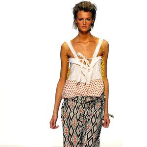 MARNI Runway Size 38 Cotton Tank Top with Ties in Back